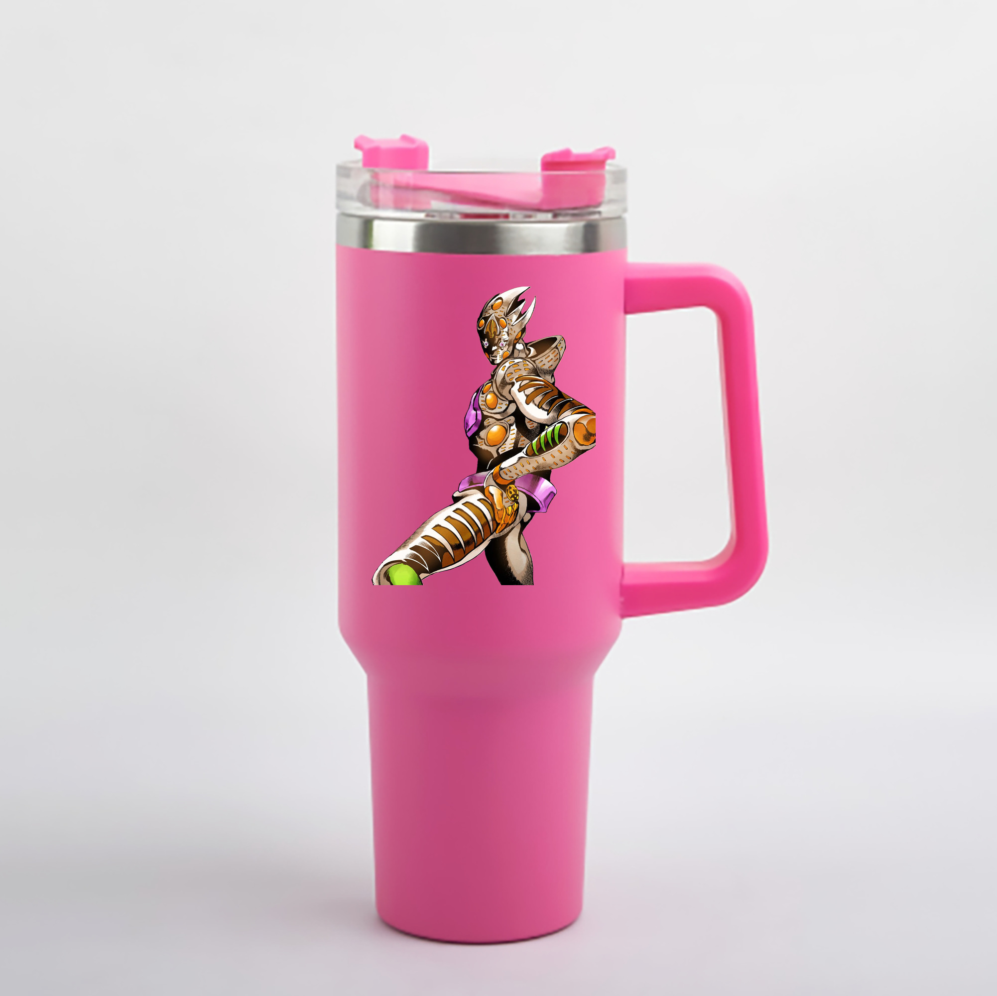 （画像用） ジョジョの奇妙な冒険 ジョルノ?ジョバァーナ JoJo's Bizarre Adventure Giorno Giovanna 1200mL車用タンブラー - クリスタルステッカー（プラスチックストロー付き）